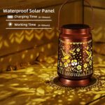 Solar Lanterns Outdoor Waterproof Gifts for Women Grandma Gifts for Mom Hummingbird Garden Decor Solar Hanging Lantern Metal for Patio Yard Festival Pathway Landscape - Image 3
