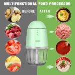 Food Processor - Cordless Mini Food Processor & Portable Small Food Chopper for Vegetables Fruit Salad Onion Garlic,Kitchen,1.3Cup 10 0z,150 Watts,Glass Container Dishwasher Safe (Green) - Image 3