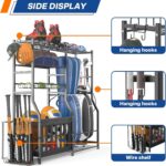 Heavy Duty Garage Sports Equipment Organizer, All-in-One Golf Bag Storage Rack & Multi-Sport Ball Holder for Basketballs, Bats & Kids Toys, Indoor/Outdoor Free Standing Gear Bin - Image 6