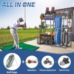 Heavy Duty Garage Sports Equipment Organizer, All-in-One Golf Bag Storage Rack & Multi-Sport Ball Holder for Basketballs, Bats & Kids Toys, Indoor/Outdoor Free Standing Gear Bin - Image 9