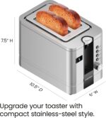 Chefman 2-Slice Digital Toaster, Pop-Up, Stainless Steel, Extra-Wide Slots For Bagels, Defrost, Reheat, Cancel Functions, Removable Crumb Tray - Image 8