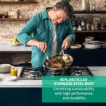 Jamie Oliver by T-fal Cook Smart 10-Piece Cookware Set, Uncoated Stainless Steel, Robust, Fast Heating, Even Cooking, Riveted Handle, Induction safe, Oven and dishwasher safe - Image 4