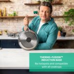 Jamie Oliver by T-fal Cook Smart 10-Piece Cookware Set, Uncoated Stainless Steel, Robust, Fast Heating, Even Cooking, Riveted Handle, Induction safe, Oven and dishwasher safe - Image 5