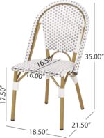 Christopher Knight Home Philomena Outdoor French Bistro Chair (Set of 4), Gray + White + Bamboo Print Finish - Image 4