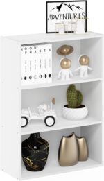 Furinno PASIR Book Shelf, 3-Tier Bookshelf, Storage Shelves Bookcase, 9.7 x 23.7 x 31.5, for Living Room, Bedroom, Home Office, Plain White - Image 4