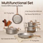 KOKHUB Pots and Pans Set 8 Pcs, Vintage Stainless Steel Cookware Set Non-Toxic, PFOA/PFOS/PTFE Free, Kitchen Cooking Set with Frying Pans, Saucepans, Oven & Dishwasher Safe, Induction Compatible - Image 3