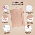 Clever Fox Medical Planner Daily – Health Diary Notebook, Wellness Journal & Self-Care Logbook, Lasts 3 Months, 7x10.5″ (Rose Gold) - Image 3