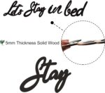 Longan Craft Let's Stay in Bed Art Deco Wooden Sign, Rustic Bedroom Wall Decor, Funny Quotes Art Sign, Valentine's Day Housewarming Gift - Image 4