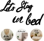 Longan Craft Let's Stay in Bed Art Deco Wooden Sign, Rustic Bedroom Wall Decor, Funny Quotes Art Sign, Valentine's Day Housewarming Gift - Image 6
