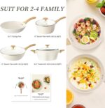 FELAMP Healthy Ceramic Nonstick Cookware Set, 7-Piece PFOA/PFOS/Toxin-Free Pots & Pans Set for Induction & All Stovetops, Dishwasher Safe with Glass Lids，Gift for New Home & Chefs - Image 3