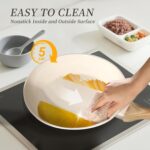 FELAMP Healthy Ceramic Nonstick Cookware Set, 7-Piece PFOA/PFOS/Toxin-Free Pots & Pans Set for Induction & All Stovetops, Dishwasher Safe with Glass Lids，Gift for New Home & Chefs - Image 4