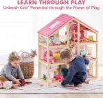 Tiny Land Wooden Dollhouse for Girls - 6 Rooms Wooden Doll House, DIY Pretend Doll House with 31Pcs Furniture Accessories, Creative Gift for Girl Ages 3+ - Image 3