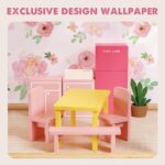 Tiny Land Wooden Dollhouse for Girls - 6 Rooms Wooden Doll House, DIY Pretend Doll House with 31Pcs Furniture Accessories, Creative Gift for Girl Ages 3+ - Image 4