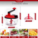 Manual Food Processor,8 Cup Hand Powered Crank Chopper,Mincer Blender with Clear Container,for Vegetables Meat Fruits Onions - Image 7