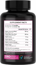 Organic Fermented Beet Root & Black Maca Capsules with Carrot, Spinach, Cranberry & Ginger | Superfood for Energy, Stamina & Wellness | 90 Veggie Capsules | Made in USA - Image 3