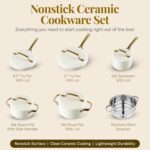 Gotham Steel Modern 11 Pc Ceramic Cookware Set, Elegantly Designed Pots and Pans Set Non Stick with Steamer, Induction Bottom, Premium Stay Cool Handles, Non Toxic PFOA Free, Oven & Dishwasher Safe - Image 3