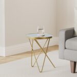 HLR Modern Round Side Table Set of 2, End Table with Marble Effect Top and Gold Metal Frame, Small Side Table for Living Room, Bedroom, Sofa and Couch, Gold Legs, Green Marble top - Image 3