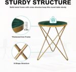 HLR Modern Round Side Table Set of 2, End Table with Marble Effect Top and Gold Metal Frame, Small Side Table for Living Room, Bedroom, Sofa and Couch, Gold Legs, Green Marble top - Image 4