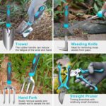Gardening Tools, Carsolt 10 Piece Heavy Duty Stainless Steel Garden Tools Set with Ergonomic Rubber Handle. Variety of Gardening Hand Tools with Gift Box Ideal Garden Gifts for Women - Image 5