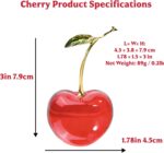 Crystal Cherry Decor Glass Red Fruit Ornament Glass Cherry Figurines for Kitchen Living Room Home Collectibles - Image 3
