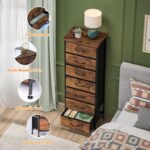 Fixwal Tall Dresser for Bedroom, Storage Dresser Organizer with 7 Fabric Drawers, Nightstand Furniture in Closet, Entryway, Hallway, Rustic Brown Wood Grain Print - Image 5
