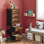 Fixwal Tall Dresser for Bedroom, Storage Dresser Organizer with 7 Fabric Drawers, Nightstand Furniture in Closet, Entryway, Hallway, Rustic Brown Wood Grain Print - Image 6