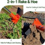 2-in-1 Garden Hoe and Weed Puller Rake, 60 Inch Adjustable Long Handle Weeding Tool Heavy Duty Spring Steel Head with Sand Texture Finish, Weed Remover for Garden, Yard, Lawn, Driveway - Image 3