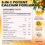Calcium Citrate Gummies 1200mg with Vitamin D3, K2, Zinc and Vitamin C 5-in-1 - Immune Support Supplement for Women & Men - Sugar Free, Non-GMO Chewable - Orange Flavor (60 Count (Pack of 2)) - Image 3