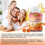 Calcium Citrate Gummies 1200mg with Vitamin D3, K2, Zinc and Vitamin C 5-in-1 - Immune Support Supplement for Women & Men - Sugar Free, Non-GMO Chewable - Orange Flavor (60 Count (Pack of 2)) - Image 4