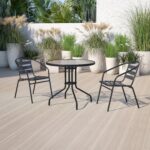 Flash Furniture Bellamy 23.75" Round Indoor/Outdoor Tempered Glass Metal Frame Side Table - Image 3
