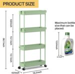 SPACEKEEPER Slim Rolling Storage Cart 4 Tier Bathroom Organizer Utility Cart Mobile Shelving Unit Tower Rack for Kitchen, Laundry Room, Bathroom, Narrow Places, Green - Image 5