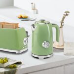 SUSTEAS Electric Kettle - 57oz Hot Tea Water Boiler with Thermometer, 1500W Fast Heating Stainless Steel Pot, Cordless LED Indicator, Auto Shut-Off & Boil Dry Protection, Retro Green - Image 3
