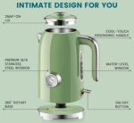 SUSTEAS Electric Kettle - 57oz Hot Tea Water Boiler with Thermometer, 1500W Fast Heating Stainless Steel Pot, Cordless LED Indicator, Auto Shut-Off & Boil Dry Protection, Retro Green - Image 4