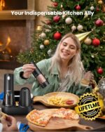 Electric Salt and Pepper Grinder Set with Rechargeable Base - Automatic Refillable Electric Salt and Pepper Shakers with Large Capacity, LED Light & Adjustable Coarseness, Black - Image 3