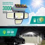 LYWALT Solar Outdoor Lights - 3000LM 188 LED Motion Sensor Outdoor Lights, 4 Heads Security Light,IP65 Waterproof, Easy Install,270°Wide Angle Flood Wall Light with 3 Modes for Backyard Yard (2 Pack) - Image 3