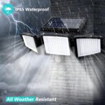 Tuffenough Solar Outdoor Lights 2500LM 210 LED Security Lights with Remote Control,3 Heads Motion Sensor Lights, IP65 Waterproof,270° Wide Angle Flood Wall Lights with 3 Modes(2 Packs) - Image 6