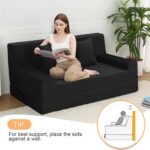 MeMoreCool 59" Loveseat Boneless Couch — Convertible Futon Sofa Bed, Corduroy Foldable 2-in-1 Floor Sleeper for Small Living Room, Apartment, Guest Room, High-Density Foam Support & Washable Cover - Image 4