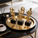 3 Pcs Thinker Small Statue Set - Black Gold Home Decor Abstract Art Figurines for Shelves, Living Room Coffee Table, Office Desktop (3 Pcs Gold, 6") - Image 5