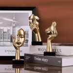 3 Pcs Thinker Small Statue Set - Black Gold Home Decor Abstract Art Figurines for Shelves, Living Room Coffee Table, Office Desktop (3 Pcs Gold, 6") - Image 6