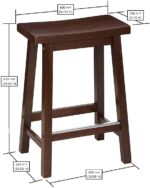 Amazon Basics Solid Wood Saddle-Seat Counter Height Bar Stools for Kitchen Island with Footrest, 24-Inch Height, Walnut, Set of 2 - Image 4