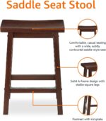 Amazon Basics Solid Wood Saddle-Seat Counter Height Bar Stools for Kitchen Island with Footrest, 24-Inch Height, Walnut, Set of 2 - Image 5