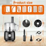 Davivy 7-Cup Food Processor with Built-in Storage Drawer | 600W Motor, 10-Blade Set for French Fries, Wavy Slicing, Dough Kneading | 3-Speed Compact Chopper for Home Kitchen Meal Prep, Black - Image 3