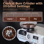 Espresso Machine with Grinder 20 Bar Professional Expresso Coffee Machines for Home Customizable 194℉-203℉ Temp Control Espresso Maker with 68oz Water Tank All-in-One Coffee Maker Cold Brew - Image 5