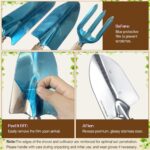 Gardening Tools 9-Piece Heavy-Duty Garden Tools Set, Stainless Steel Garden Hand Tools with Purple Floral Tote Bag and Repotting Mat Garden Supplies Kit Gifts for Women - Image 4