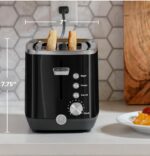 GE 2 Slice Black Stainless Steel Toaster, Extra Wide Slots for Toasting Bagels, Breads, Waffles & More, 7 Adjustable Shade Settings, Removable Crumb Tray, Countertop Kitchen Essentials, 850 Watts - Image 3