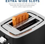 GE 2 Slice Black Stainless Steel Toaster, Extra Wide Slots for Toasting Bagels, Breads, Waffles & More, 7 Adjustable Shade Settings, Removable Crumb Tray, Countertop Kitchen Essentials, 850 Watts - Image 4