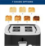 GE 2 Slice Black Stainless Steel Toaster, Extra Wide Slots for Toasting Bagels, Breads, Waffles & More, 7 Adjustable Shade Settings, Removable Crumb Tray, Countertop Kitchen Essentials, 850 Watts - Image 5