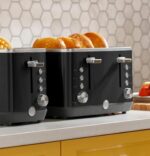 GE 2 Slice Black Stainless Steel Toaster, Extra Wide Slots for Toasting Bagels, Breads, Waffles & More, 7 Adjustable Shade Settings, Removable Crumb Tray, Countertop Kitchen Essentials, 850 Watts - Image 7