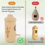Hummingbird House - Natural Wooden Hummingbird Houses for Outside Hanging, Gardening Gifts for Women, Bird Lovers 3 Packs - Image 3