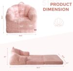 MAXYOYO Folding Sofa Bed, 2 in 1 Convertible Sofa to Lounger Comfy Single Bean Bag Chair for Adults, Floor Sleeper Couch with Handle, Faux Fur Couch Bed for Living Room Bedroom, Pink - Image 4